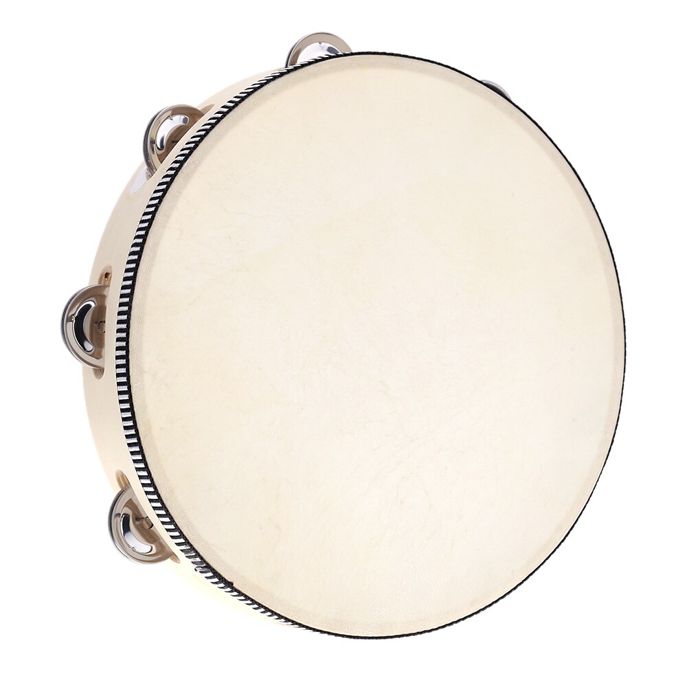 Cloche de tambour à main de 10 pouces, Instrument éducatif de musique à Percussion en métal de bouleau pour jeux de fête pour enfants