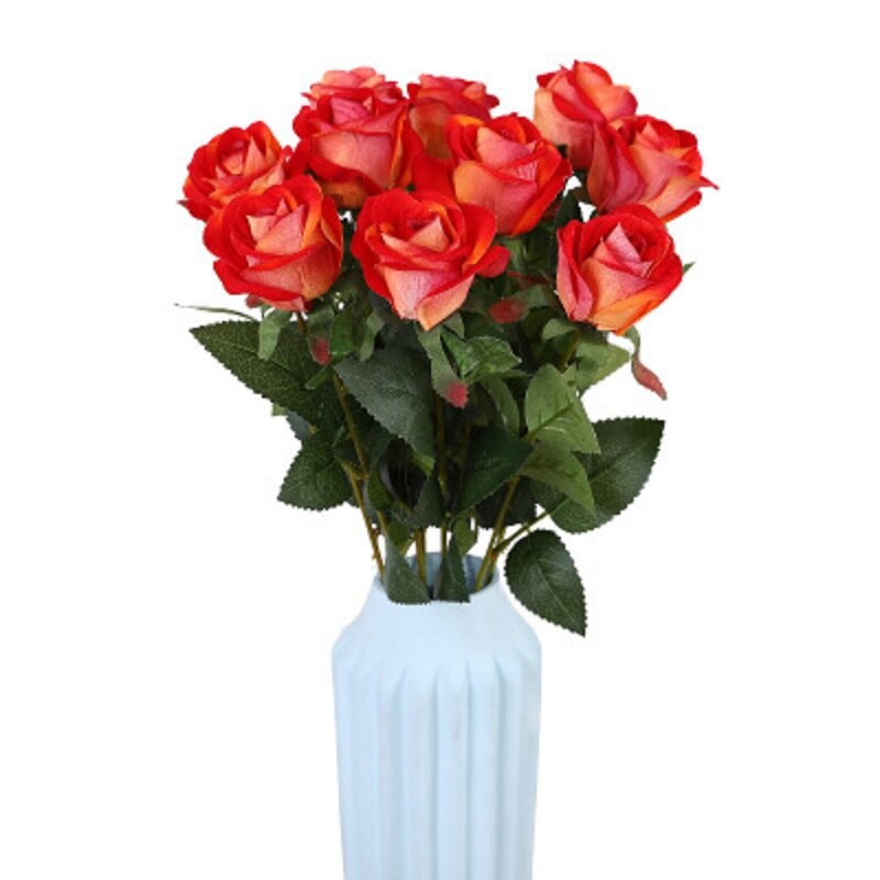 1pc smukke europæiske kunstige blomster buket hjemme fest bryllup dekoration enkelt rose simulation flannel blomster
