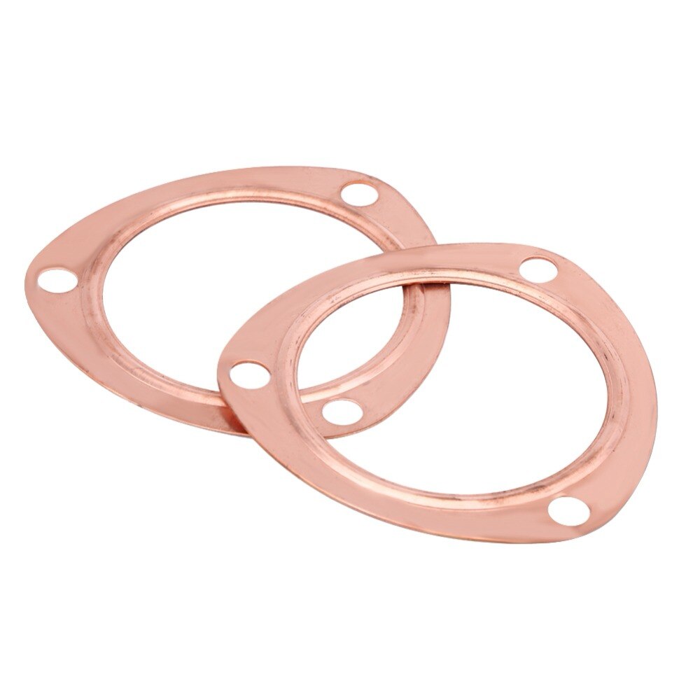 2pcs 3inch Copper Header Exhaust Collector Gaskets Reusable for SBC BBC 302 350 454 383 Fits all 3inch collector with Triangle