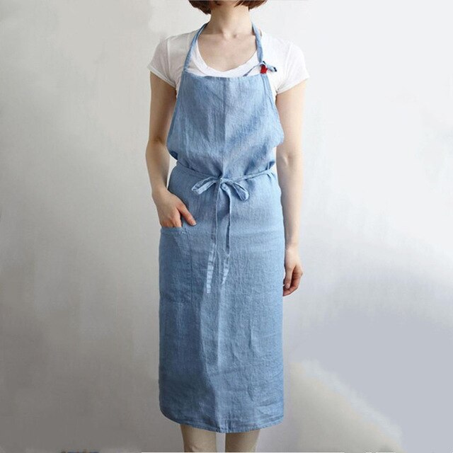 INS Japanese Linen Cotton Lace-up Apron Dress Art Men And Women Work Apron 100*100cm Sleeveless Apron Home: 8
