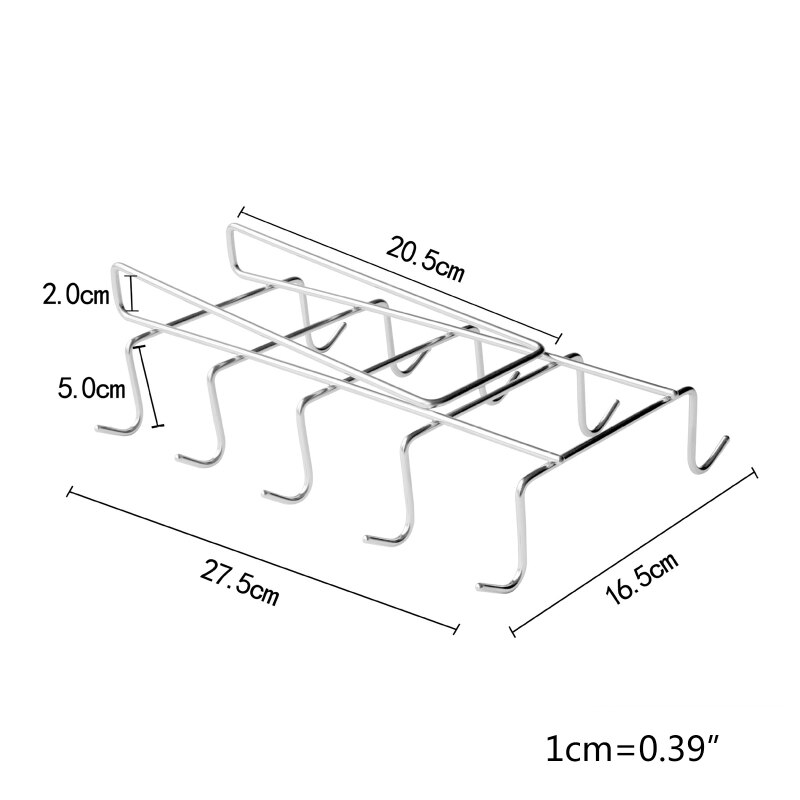 10 Hooks Stainless Steel Wardrobe Hanger Coffee Mug Cup Holder Drainer Kitchen Wine Glass Storage Rack Cupboard Hanging Shelf