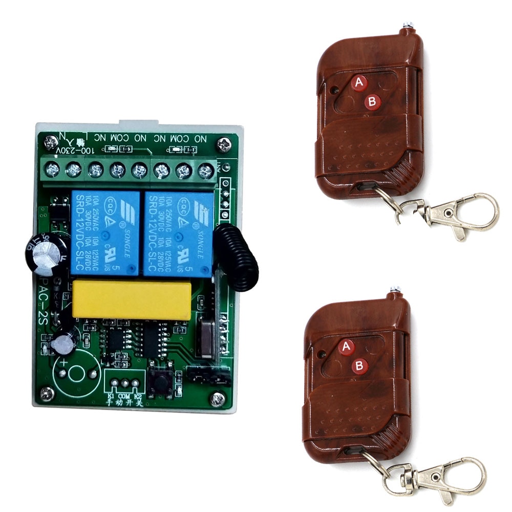 AC110-220V 2CH Wireless Remote Control Switch System Remote Receiver Module Radio Relay Transmitter Smart Switch 315/433Mhz
