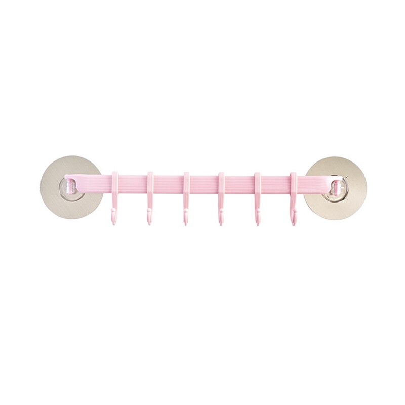 Toallero de pared para baño con 6 ganchos autoadhesivos, estantería para colgar sin clavos, colgadores para llaves con pasta fuerte, estante de almacenaje para Cocina: Pink