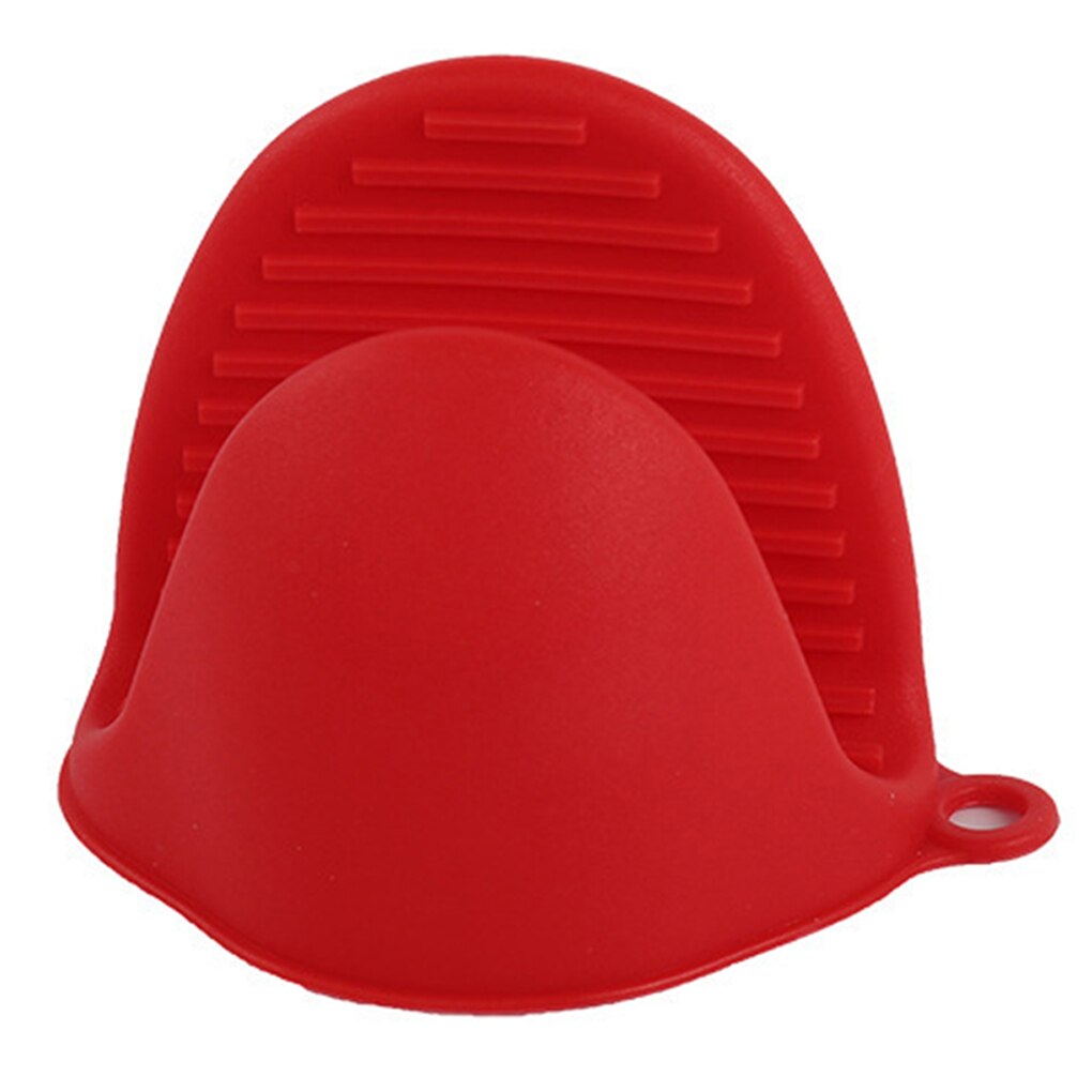 Kitchen Heat Resistant Silicone Glove Microwave Oven Mitts Anti-slip Anti Scald Hand Clip Cooking: Red