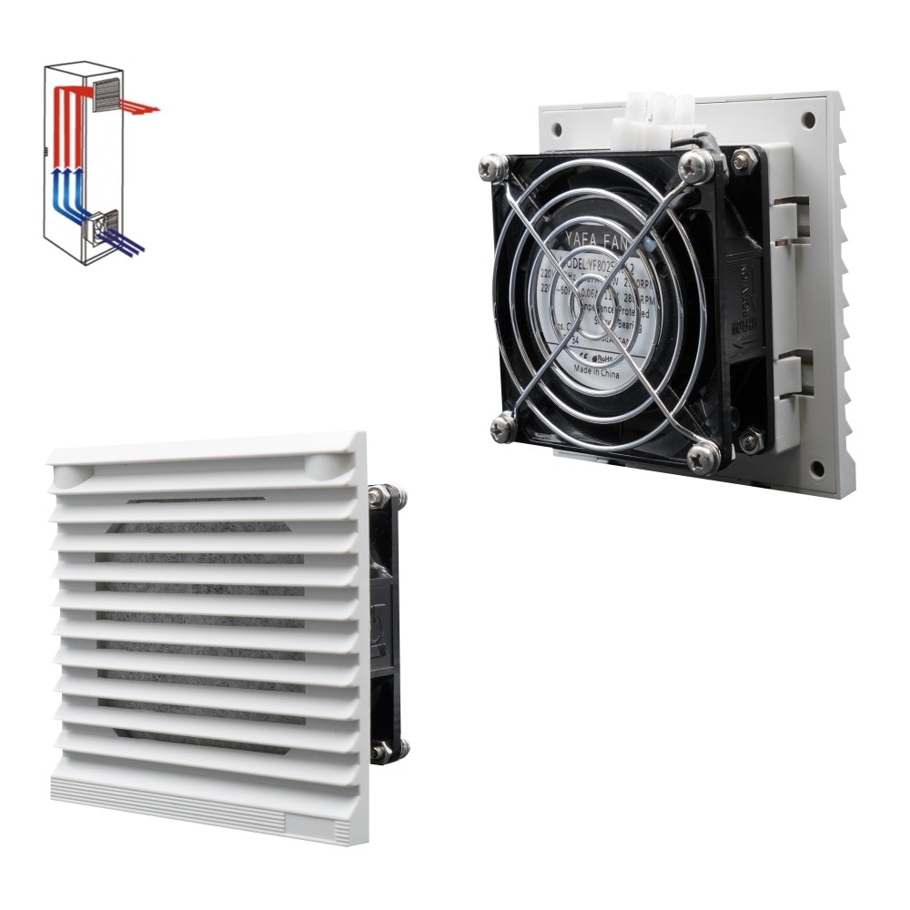 Cabinet Axial Fan Filter /106.5 X 106.5mm RAL 7035 Filter Fan /IP54 Grill with filter mat