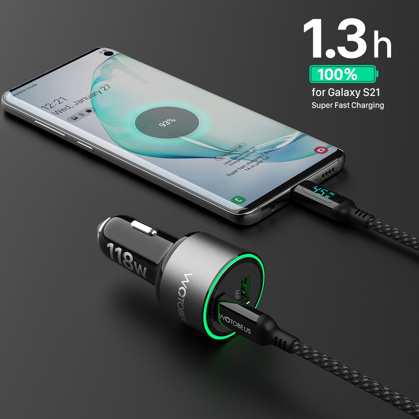 PD 100W USB Car Charger QC5.0 QC3.0 Type C Fast Charging for MacBook Lenovo Dell Xiaomi laptop iphone 13/12 Samsung S21/20 Pixel