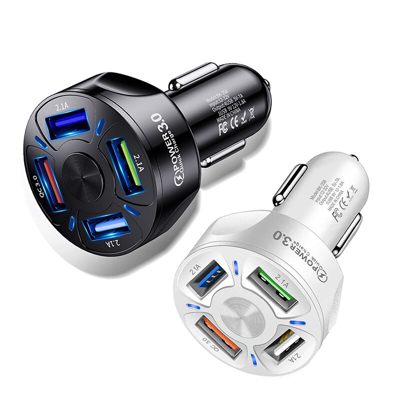 Usb-schnellladegerät 48w, schnellladefunktion  qc 3.0 4.0 kfz-adapter mit 4 anschlüssen für iphone 13 , huawei-mobiltelefone, universelles kfz-ladegerät für xiaomi-handys