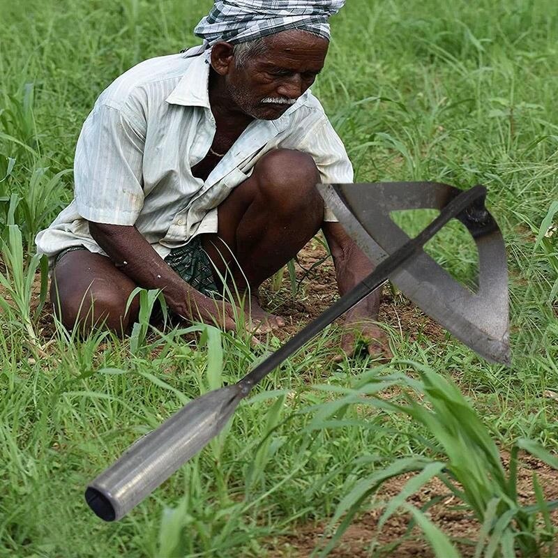 Râteau de désherbage en acier trempé, houe creuse avec tuyau galvanisé et poignée en fer, outil agricole de plantation de légumes et de jardinage