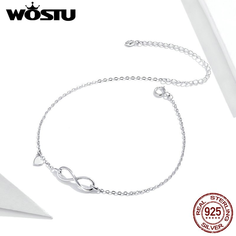 Tobillera de plata fina wastu 925, joyería fina, cadena para pie para mujer y Chica, pulsera para tobillo con símbolo de infinito de plata S925