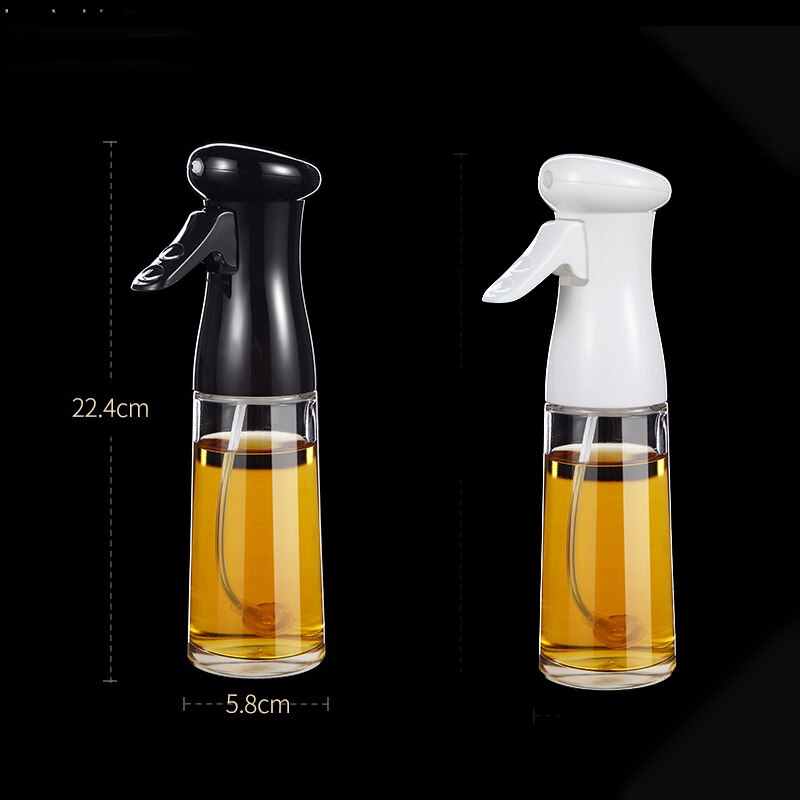 Pulverizador de aceite de oliva de vidrio para cocina, dispensador de aceite para hornear, vinagre, pulverizador de niebla para barbacoa, botella de almacenamiento con pulverizador de aceite de cocina de 200ml: 1Black 1White