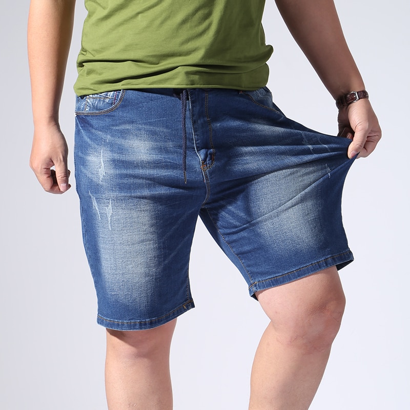 Mænds korte jeans denim plus størrelse 6xl 7xl 8xl 9 xlmens afslappede denim shorts elastisk stor størrelse 42 44 46 48 50 52