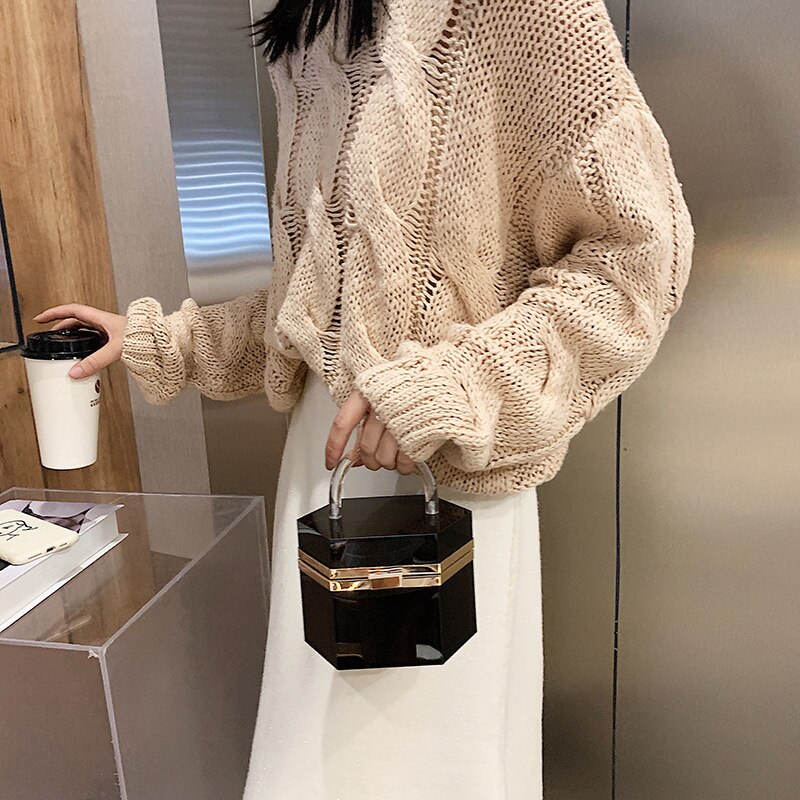 Acryl Transparante Zak Doos Stijl Portemonnees En Handtassen Voor Vrouwen Party Clutch Avondtasje Eenvoudige Vrouwelijke Trend Tas