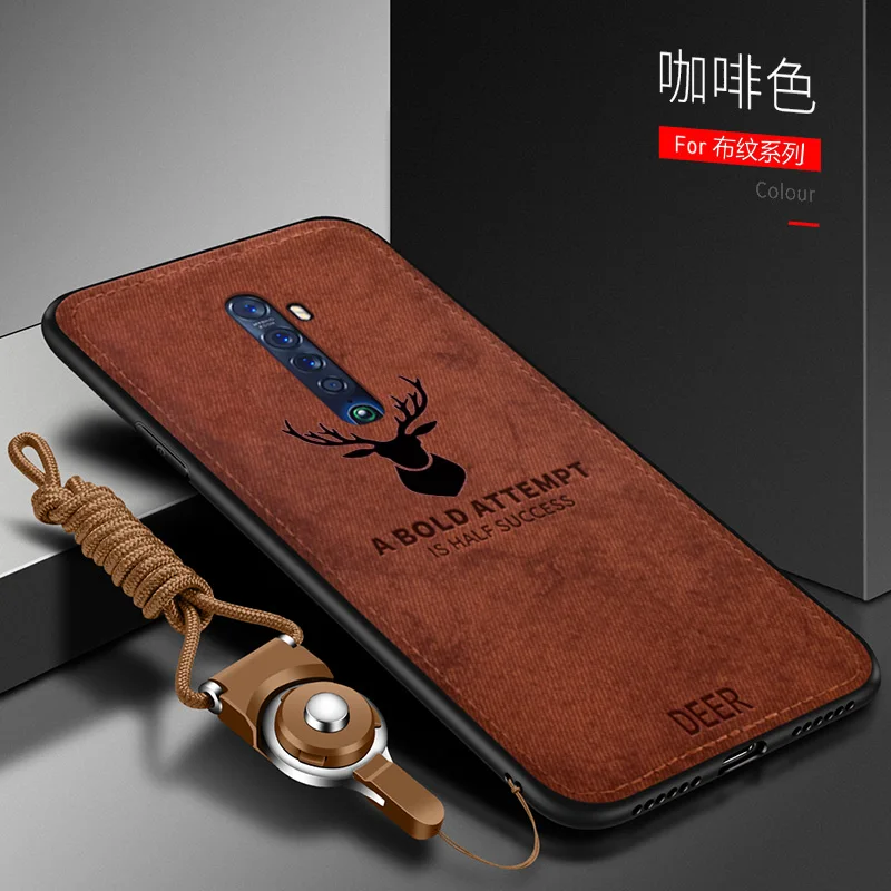 Für oppo reno 2 z 2z 2f fallen Luxus weiches Silikon hartes Gewebe Hirsch schlanke Schutzhülle für Reno 10x Zoomen Hülse: Eva / Braun