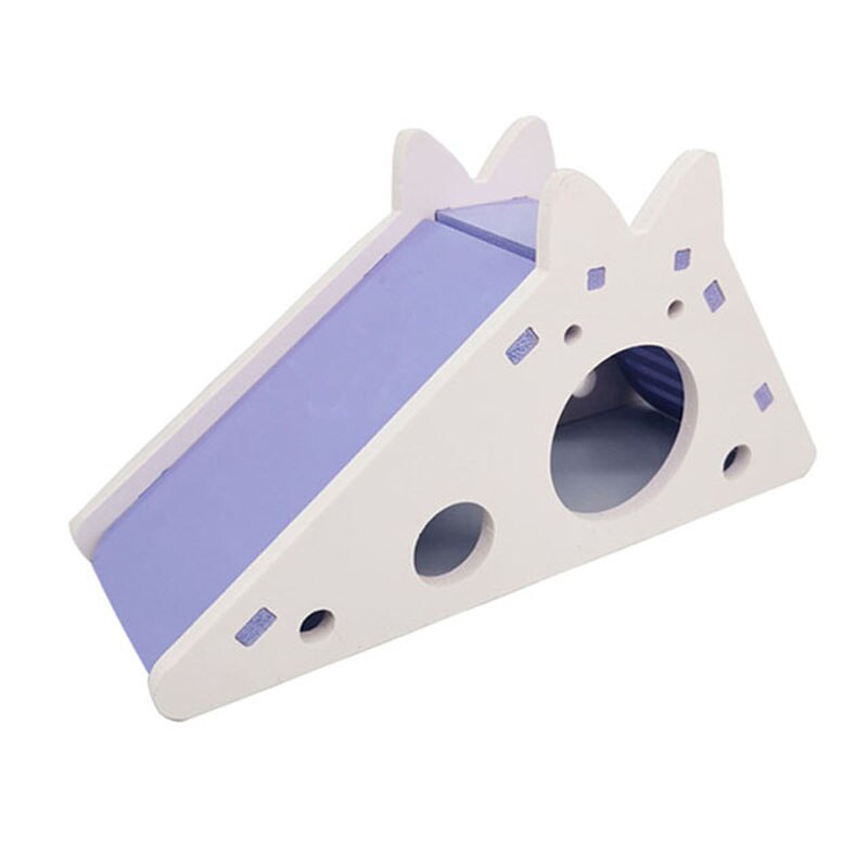 Tobogán de hámster ensamblado, juguete de conejillo de indias, oso dorado, casa de hámster colorida de madera, jaula para mascotas pequeñas, accesorios para hámster: Purple 1