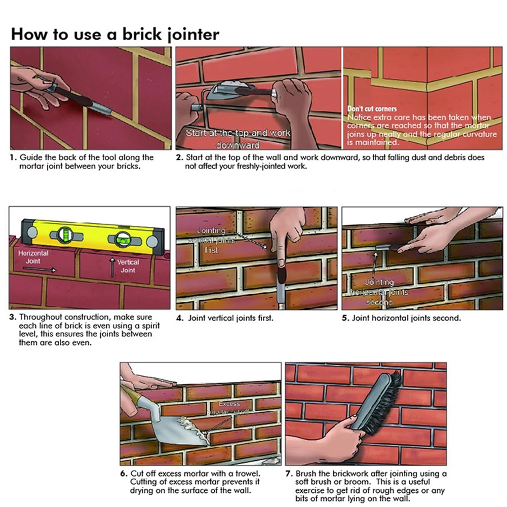 Hand Tool Accessory Home Wall Trimming 4 Size Easy Use Durable Interchangeable Brick Jointer Builder Metal Hanheld