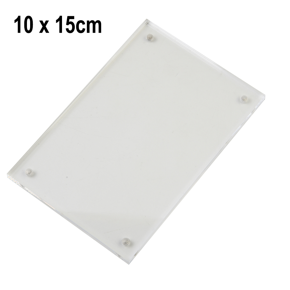 Cadre Photo magnétique Transparent en acrylique, porte-carte Photo autoportant, présentoir de bureau magnétique