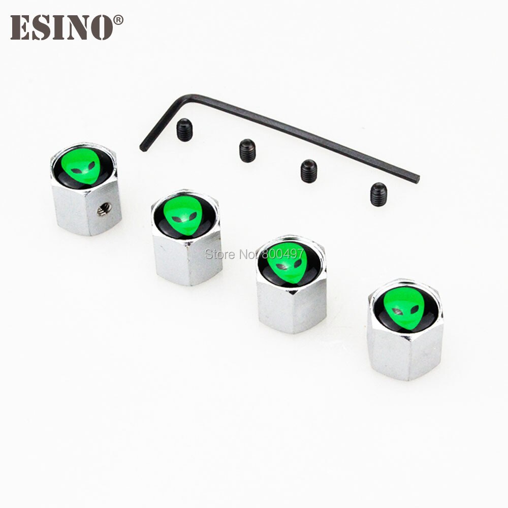 4 x Car Styling Alien Anti-theft Stainless Universal Steel Wheel Tire Valve Stems Caps Car Wheel Tire Stem Air Valve Caps