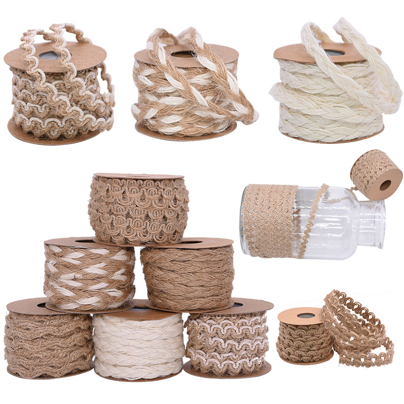 5Meter 5-10Mm Vintage Natuurlijke Jute Jute Lint Hennep Kant Handgemaakte Geschenkverpakking Jute Hennep Gevlochten Touw home Decor Diy Craft