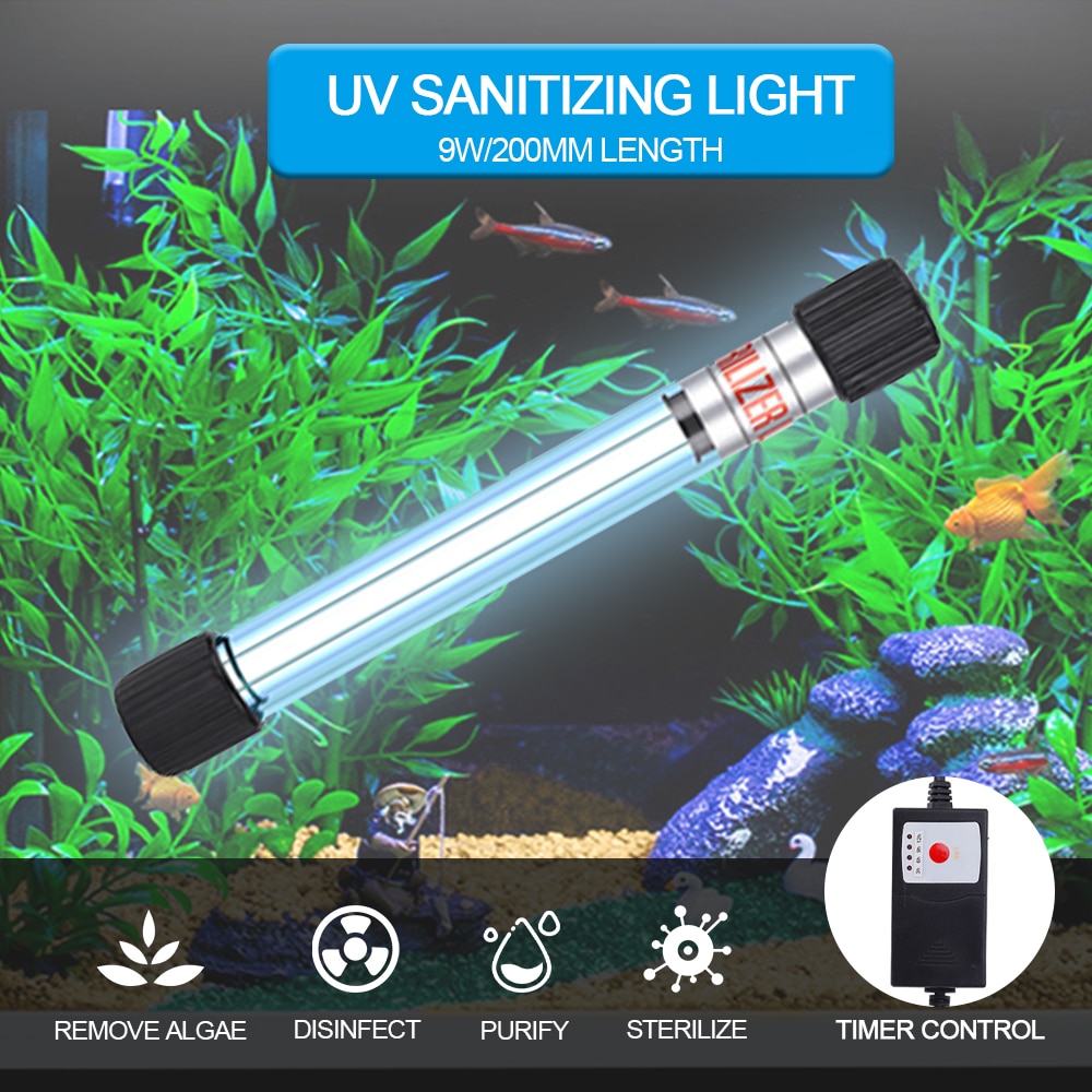 Uv-lamp voor aquariumreinigingstimer uv-ontsmettingslicht waterreiniging groene algen helder licht voor aquariumvijver eu/us-stekker