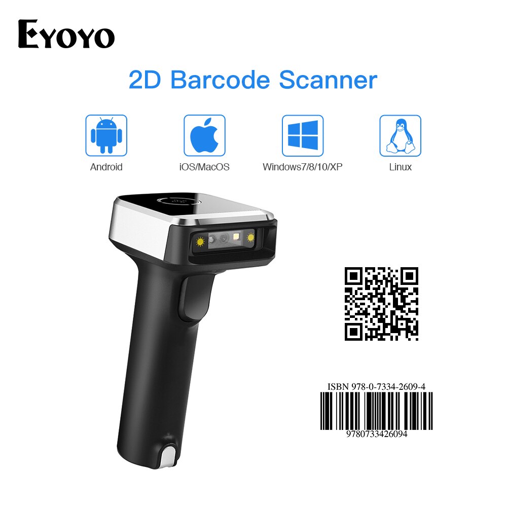 Eyoyo Eyoyo-1900 バーコードスキャナワイヤレス scaner バーコードリーダー bluetooth PDF417 QR 2d データマトリックス UPC 講師 codigo デバラ