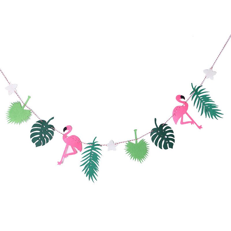 Hawaiian Tropical Party Decorations Pull Flower Bunting Pineapple Flamingo Happy Birthday Party Decor Banner Hawaii Pull Flag: Light Grey