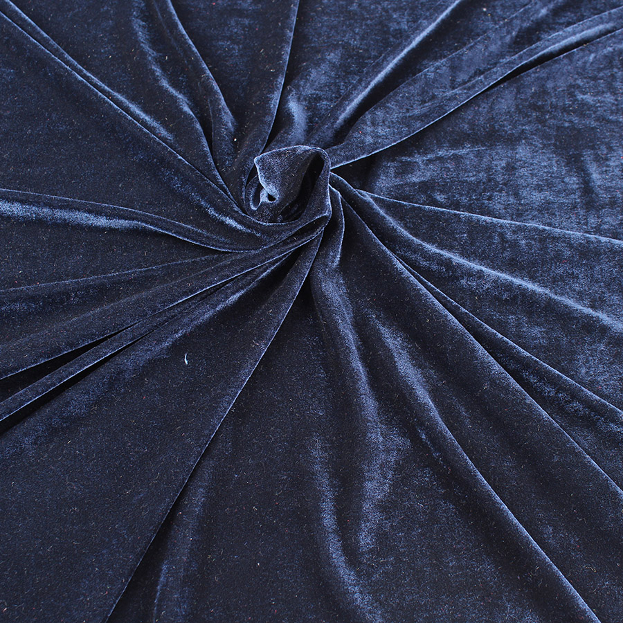 Tissu en velours extensible tricoté de 160cm de large | Tissu en velours Poly élastique de pour combinaison de sport: Navy Blue