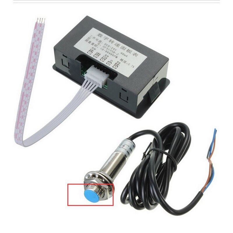 Led Digitale Toerenteller Dc 8-24V Digitale Toerenteller Rpm Gauge Snelheid Meter Met Hall Proximity Sensor 10-9999 Rpm