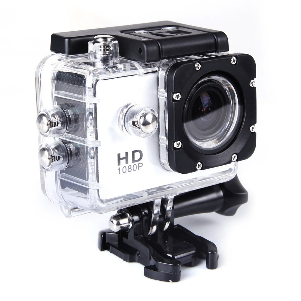 Caméra d&#39;action numérique étanche 2.0 &quot;HD 1080P/24fps, capteur CMOS, objectif grand Angle 1080P, caméra de sport professionnelle: white
