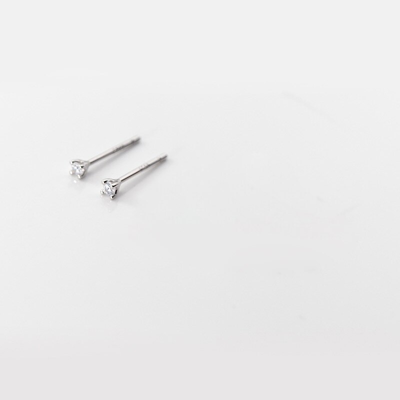 Mini-Zirkon-Ohrstecker aus 925er-Sterlingsilber, echter feiner Schmuck, minimalistische kleine Ohrstecker für Frauen, Silber 925, koreanisches Mädchen: Silber