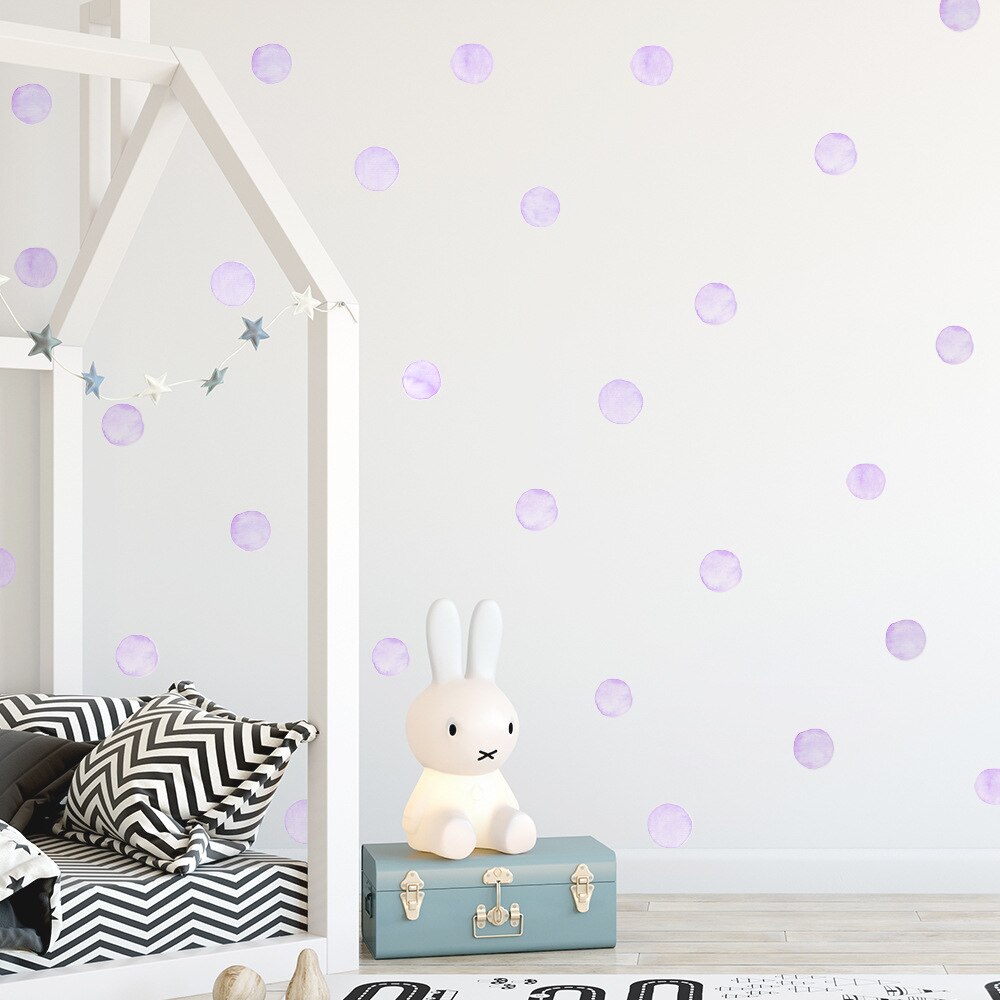 Autocollant mural à pois Liac rose gris, 36 pièces, cercles amovibles, stickers muraux pour chambre d&#39;enfants, décoration de maison de pépinière