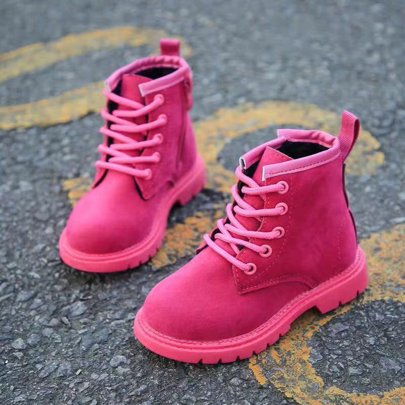 Girls Boots Ankle Solod Kids Winter Martin Boots for Girls Warm Children Boots Girls Botte Enfant Fille Size 27-37 Pink