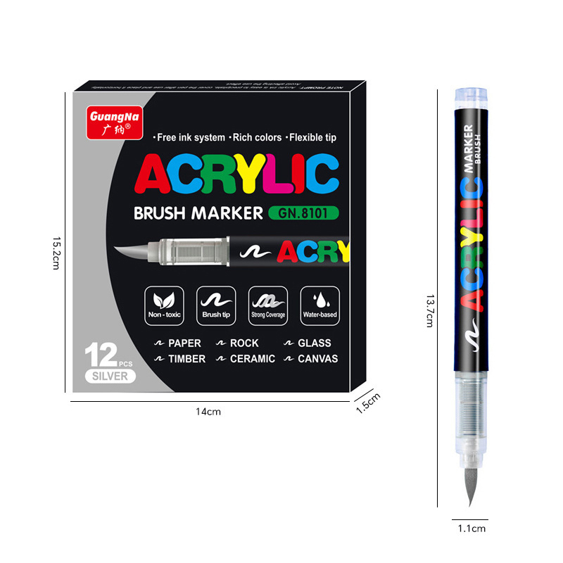 One direct liquid acrylic marker paint brush pen painting stone ceramic glass wood canvas making drawing graffiti coloring pen: Burgundy