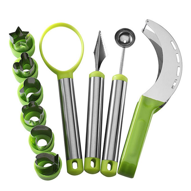 Stainless steel fruit ball digger set watermelon spoon platter tool cut flower artifact set carving knife watermelon cut