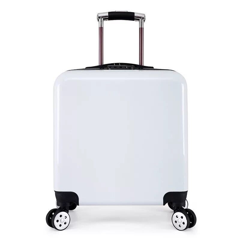 Trendy Trolley Case Universele Wiel 20 Inch Mode Eenvoudige Effen Kleur Student Boarding Koffer Unisex Kleine Trolley Case: white