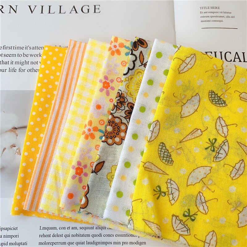 Tissus en coton imprimé mixte, 7 pièces, 50x50cm, pour couture, courtepointe, de base, pour Patchwork, couture, bricolage, fait main: newyellow
