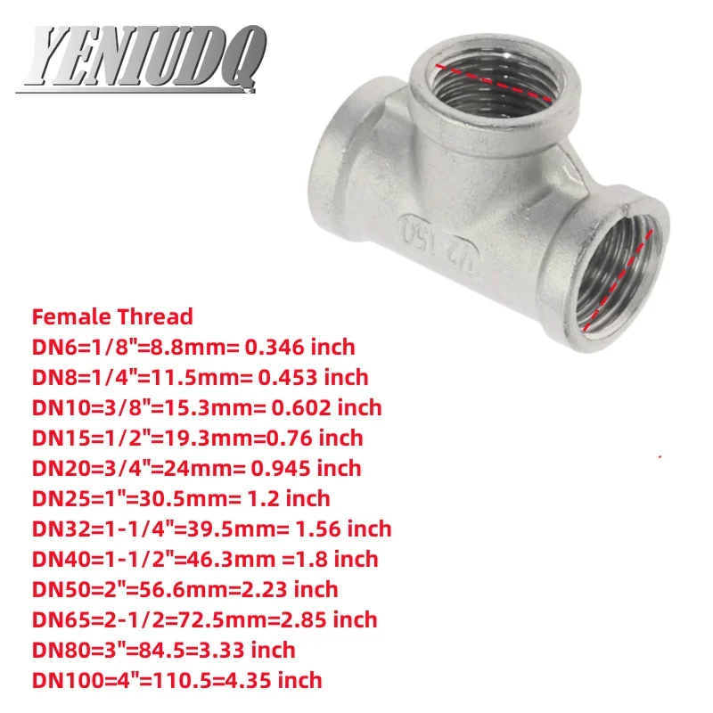 1/8, 1/4 Oder 3/8 Zoll BSP T-Stück Aus Messing – Produktbild-Vorschau 2