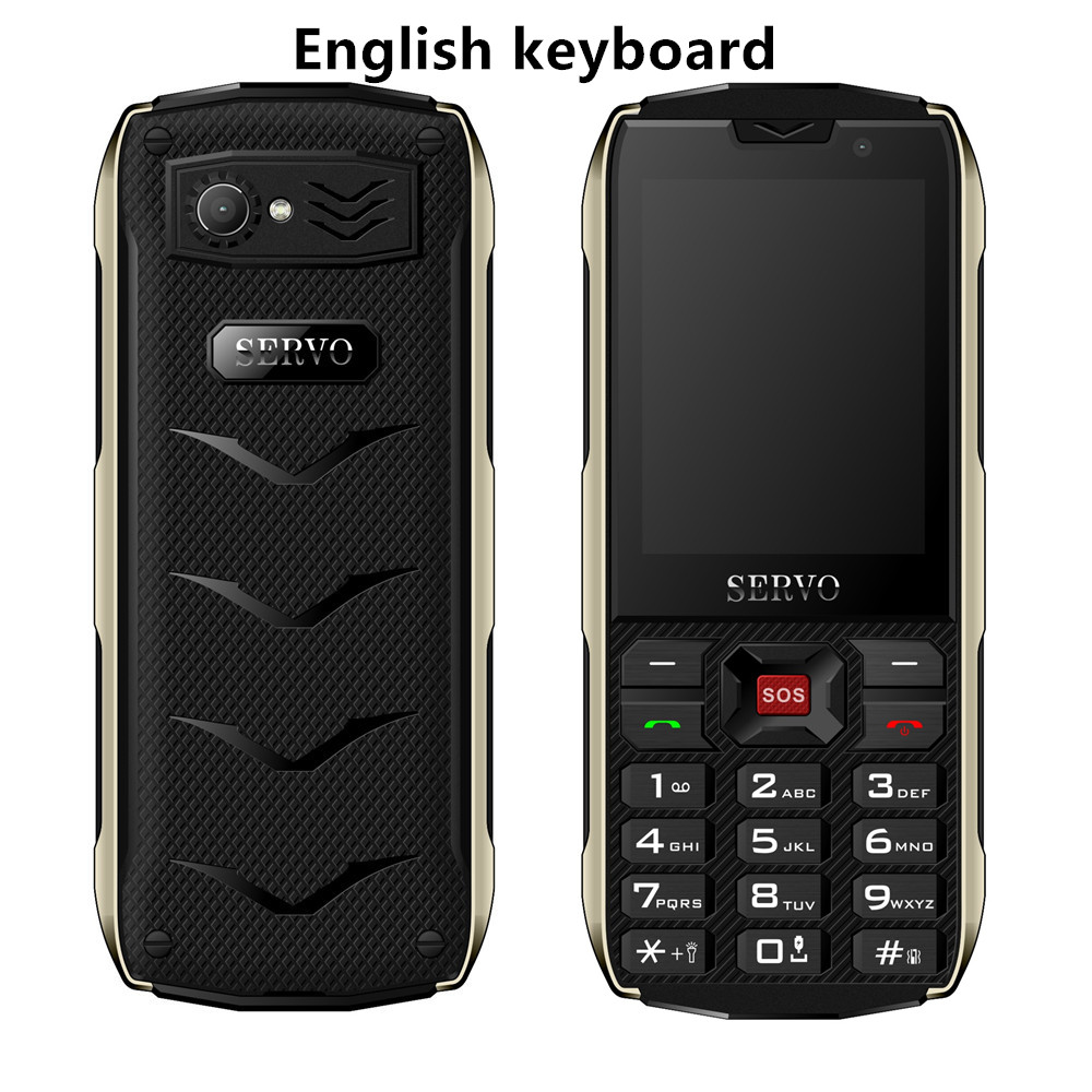 SERVO H8 Mobiele Telefoon 2.8inch 4 SIM telefoon Bluetooth Zaklamp GPRS 3000mAh Power Bank Telefoon Russische Taal toetsenbord mobiele: standard / Black English Button