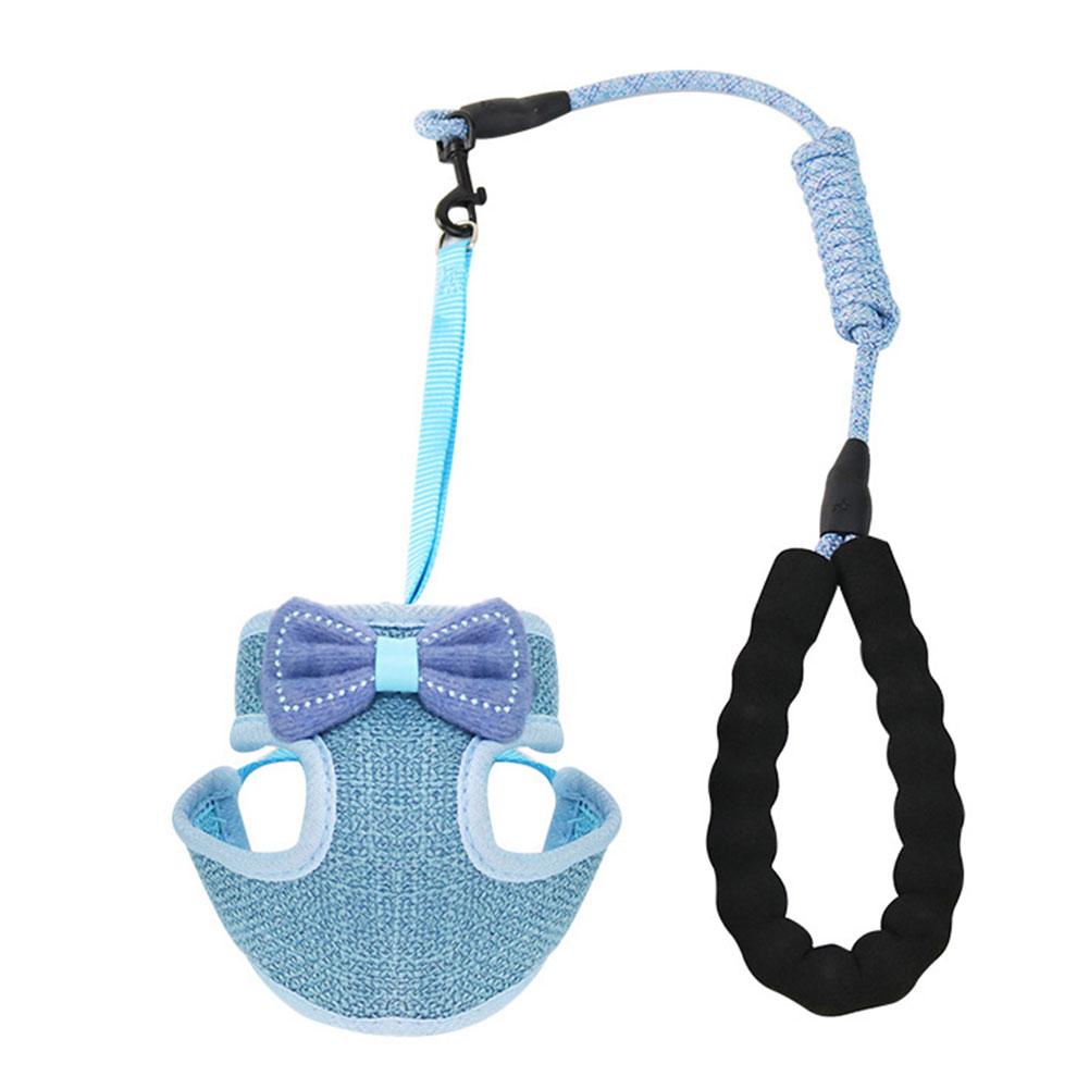 Nowość anty-ucieczka Kot rozwijana smycz klatka piersiowa i plecy Kot lina zwierzę domowe regulowana uprząż ze smyczą dla kotów: niebieski