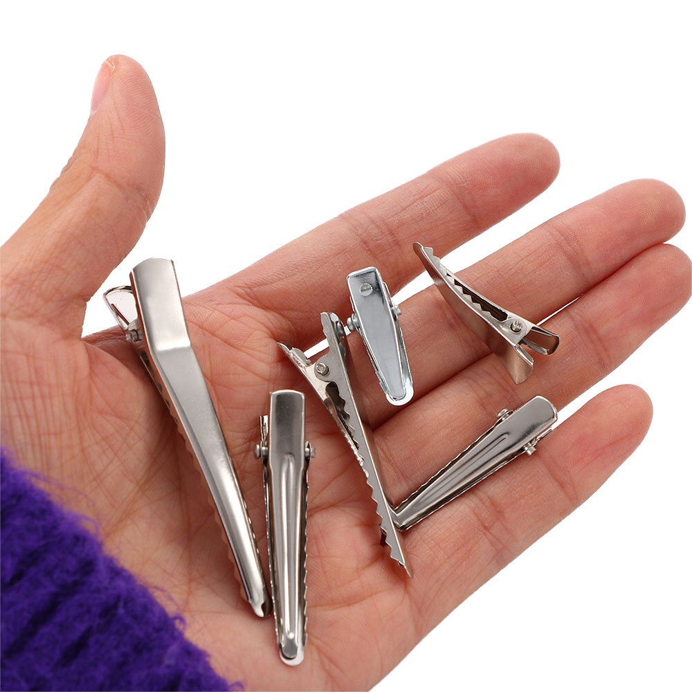 Horquilla de cocodrilo con dientes en blanco, Base de fabricación de joyas para pinzas de pelo DIY, 25/30/35/45/50/60mm, 10 Uds.