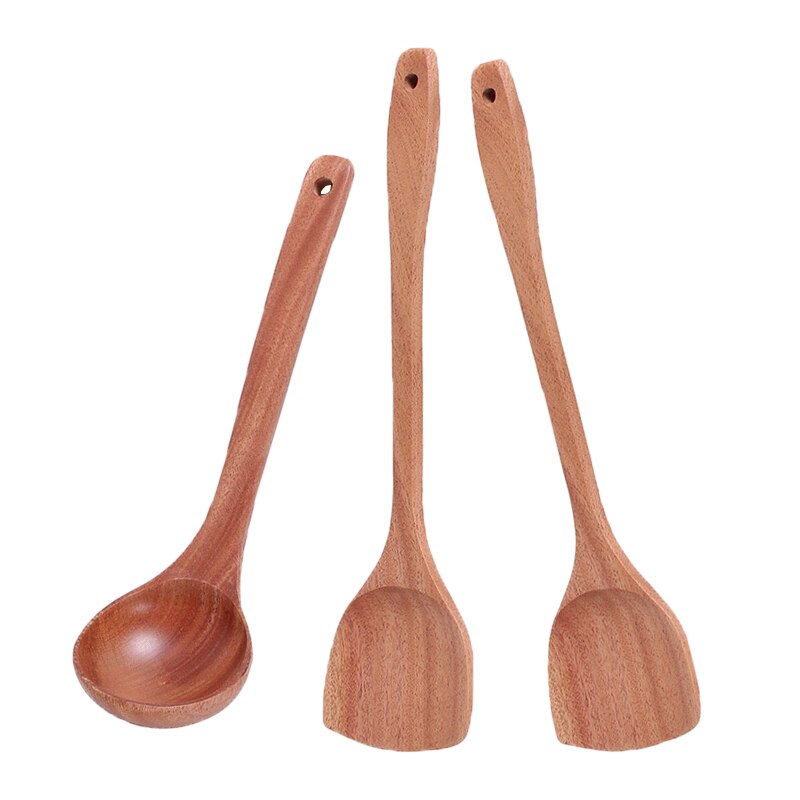 Vacclo Wooden Cooking Spatula Soup Spoon Rosewood Kitchen Utensil Korean Style Long Handle Turners Smooth Surface Polished