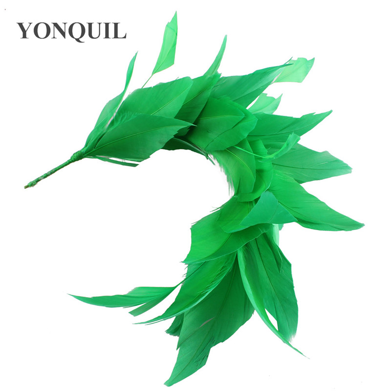 Nuevos y hermosos ramilletes de boda de plumas de pavo, manualidades de plumas para tocado, sombrero DIY, tocado, accesorios de decoración, longitud 25CM: Verde