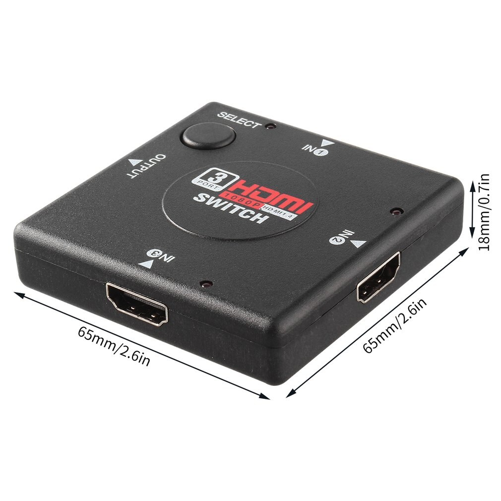 Mini 3 Switch High Definition 3 Port HDMI Switcher HDMI Splitter HDTV HD DVD 1080P Vedio Adaptor Suitable for PS3 Black LESHP