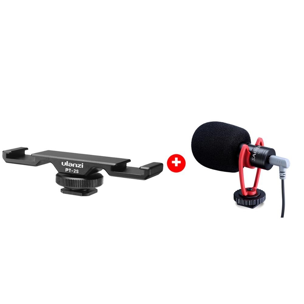 Ulanzi PT-2S Dual Shoe Mount Adapter Microphone Extension Bar for Boya BY-MM1 ULANZI VL49 LED Video Light Gimbal Accessories: with mic
