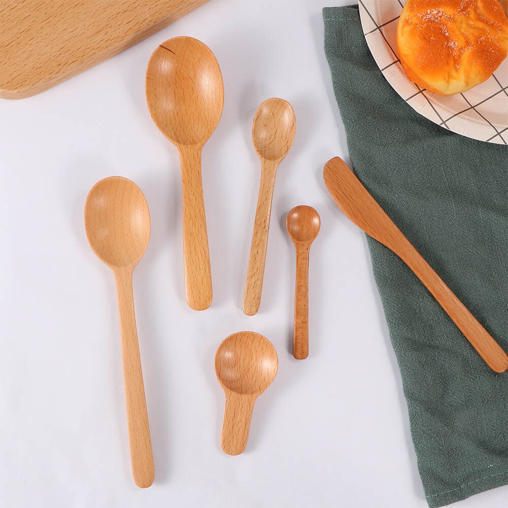Träsked sås spatel miljövänlig japansk porslin krydda skopa kaffe honung te mjölksked omrörare trä liten sked