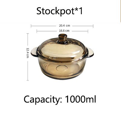 European Glass Pot With Lid Heat-Resistant Microwave Household Glass Bowl Instant Noodle Bowl Salad Noodle Bowl Soup Bowl: Pot