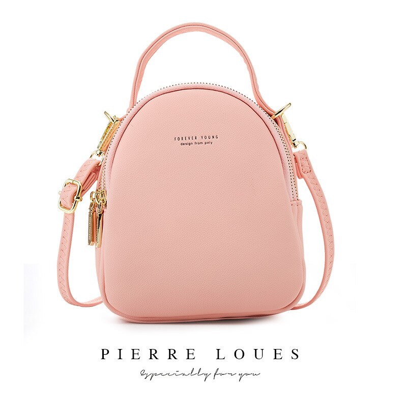 Meerlaagse schouderriem met rits, drielaagse kleine tas, dames crossbody tas, zomerse leeftijdsreductie, compact, voor twee doeleinden geschikt: Roze