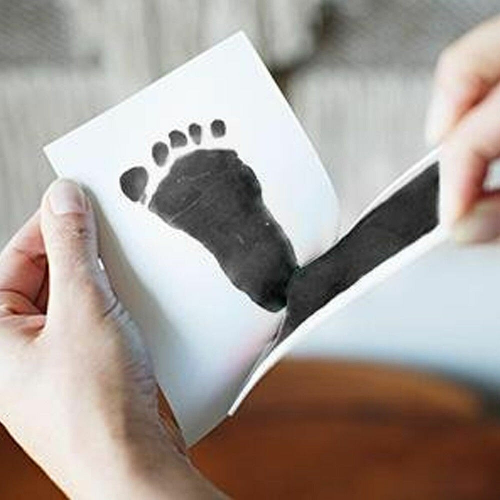 Babysikker trykfarvepude fodaftryk og håndudskrivningssæt minder om minder om diy
