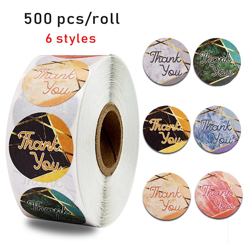 Pegatinas adhesivas con letras "Thank You'', 500 Uds., pegatinas de sellado para su pedido y pegatinas hechas a mano de 1 pulgada: A17