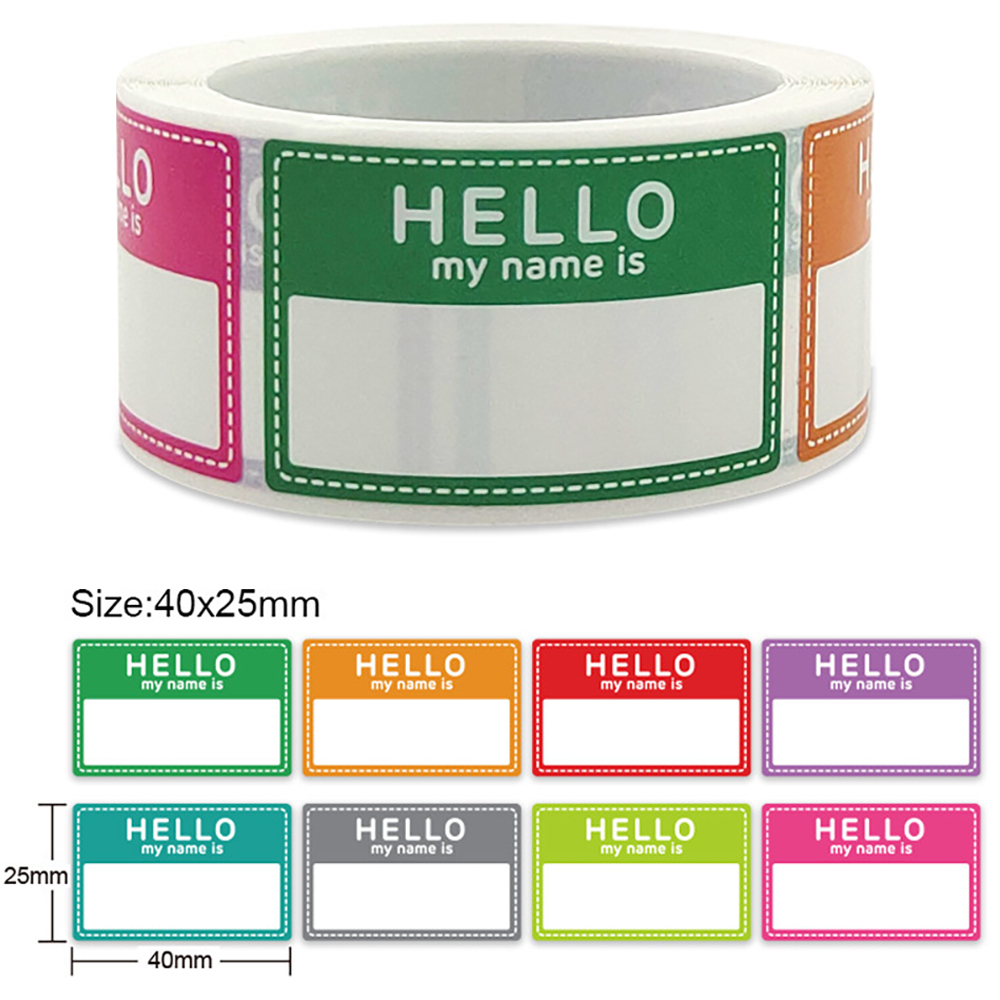200 pieces/roll 8 colours hello my name is sticker... – Grandado