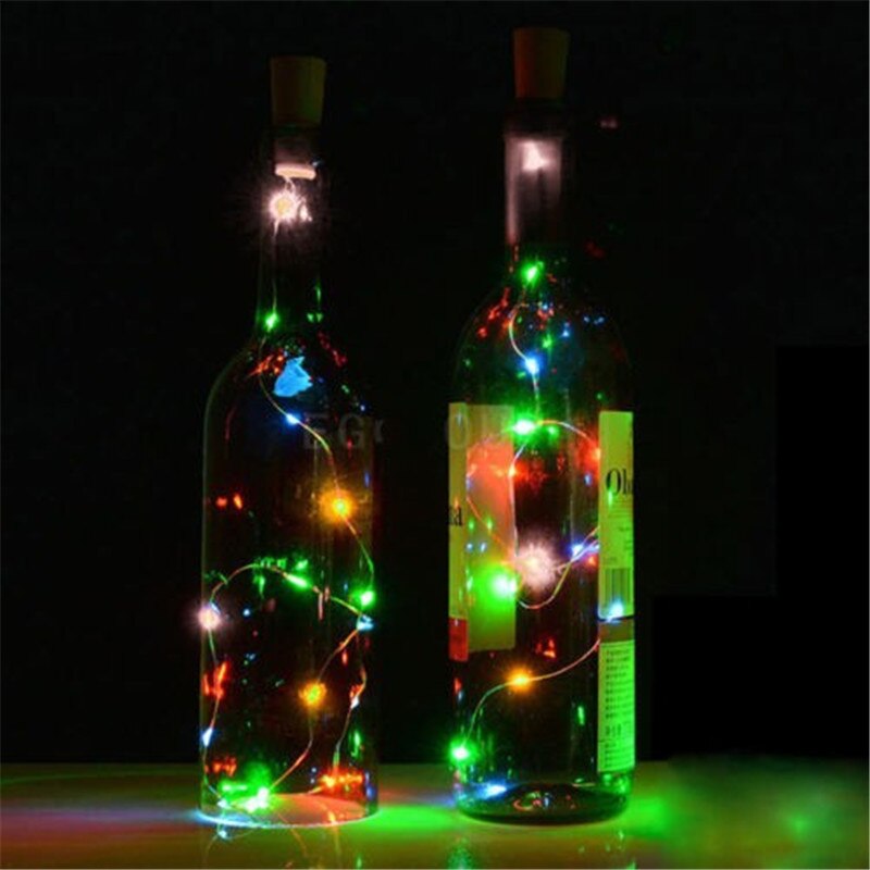 10 vinflasker led lys med kork solcelledrevet kork til fest bryllup jule indretning halloween bar indretning